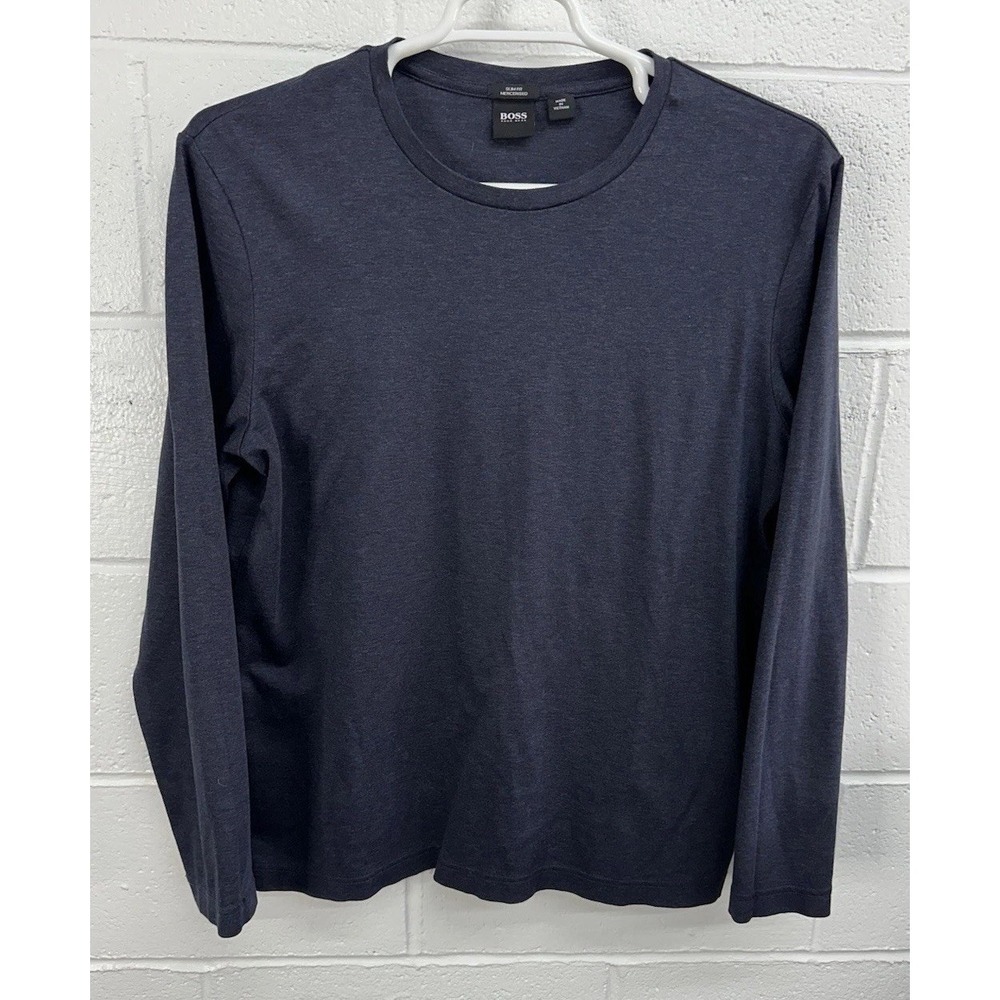 Hugo Boss Long Sleeve Shirt Navy Mercerized Slim / Men's XL